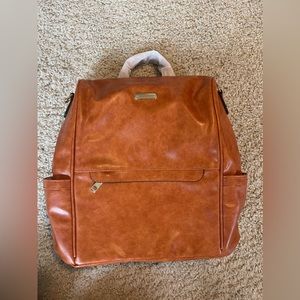 Faux leather backpack purse in cognac color - NWT